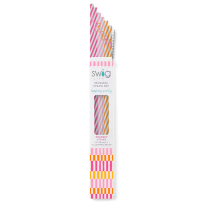 Sherbet Stripe Swig Reusable Straw Set