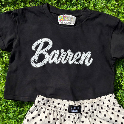 Barren Polka Dot Script Crop Tee - Black