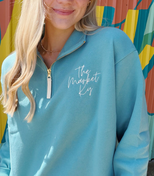 The Market Ky Embroidered Half Zip Sweatshirt