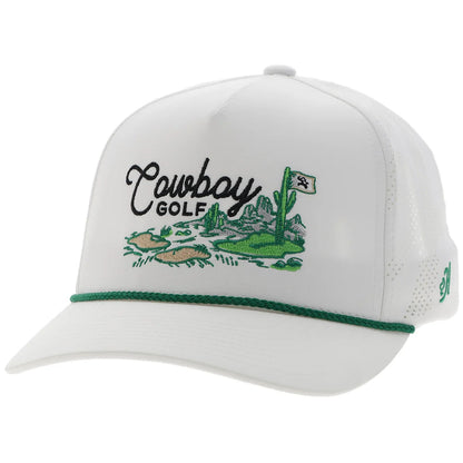 Hooey Hills Hat White W/ Golf Course Landscape
