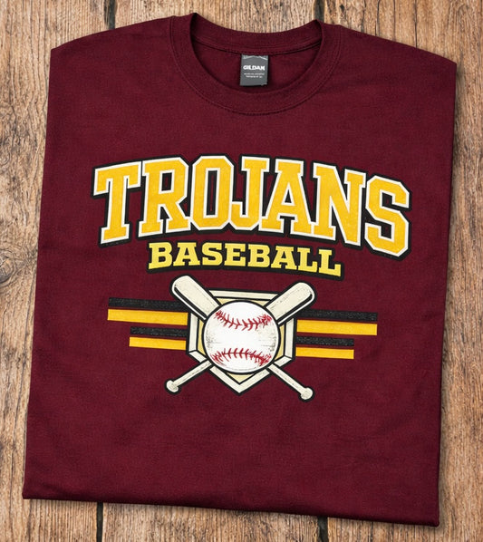 Trojans Baseball Vintage Stripe Tee