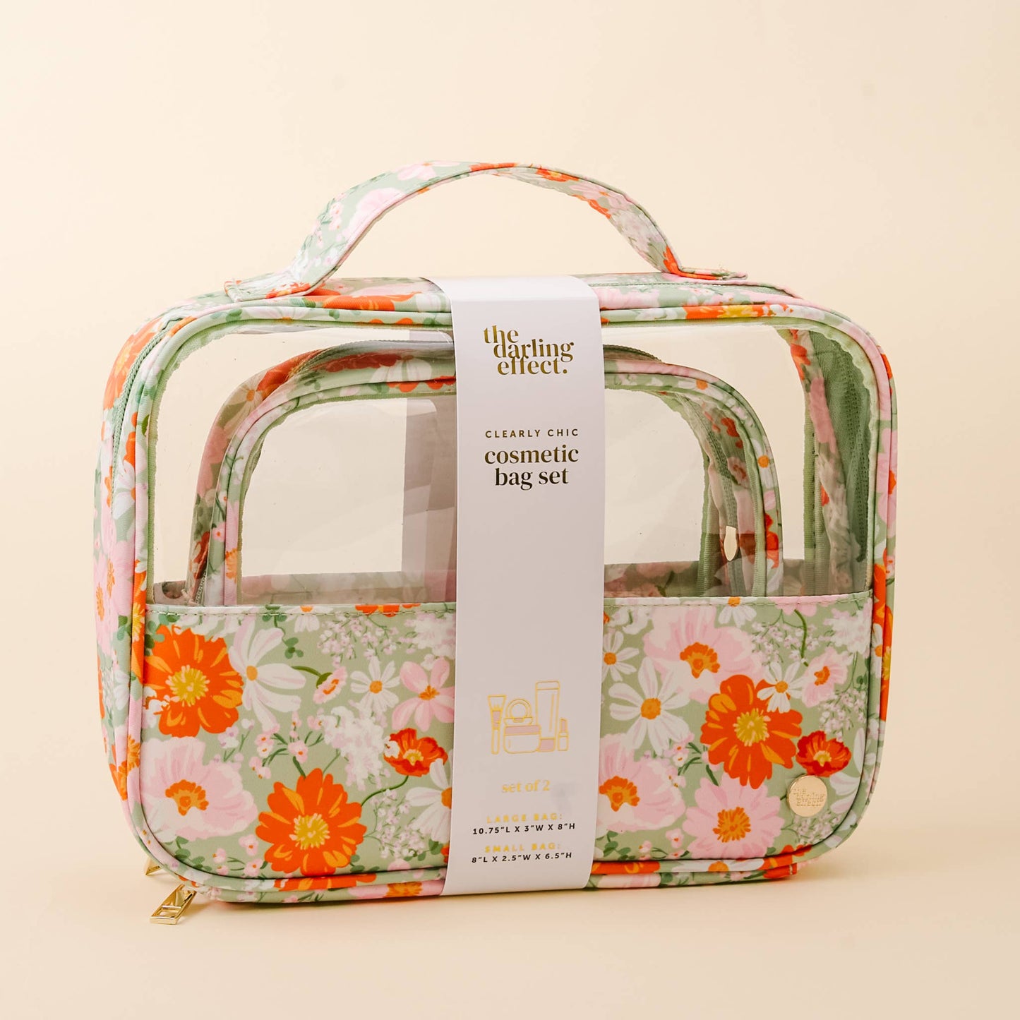 Clearly Chic Cosmetic Bag Set-Bouquet Beauty Sage