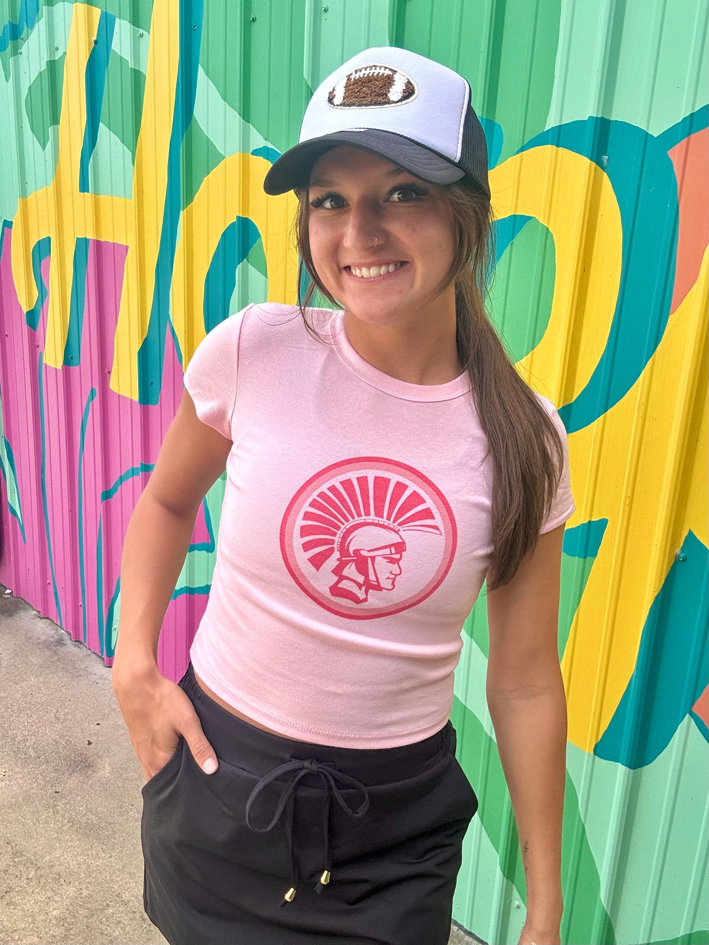 Trojan Head Pink Baby Doll Tee