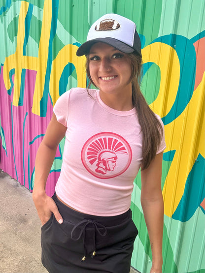 Trojan Head Pink Baby Doll Tee