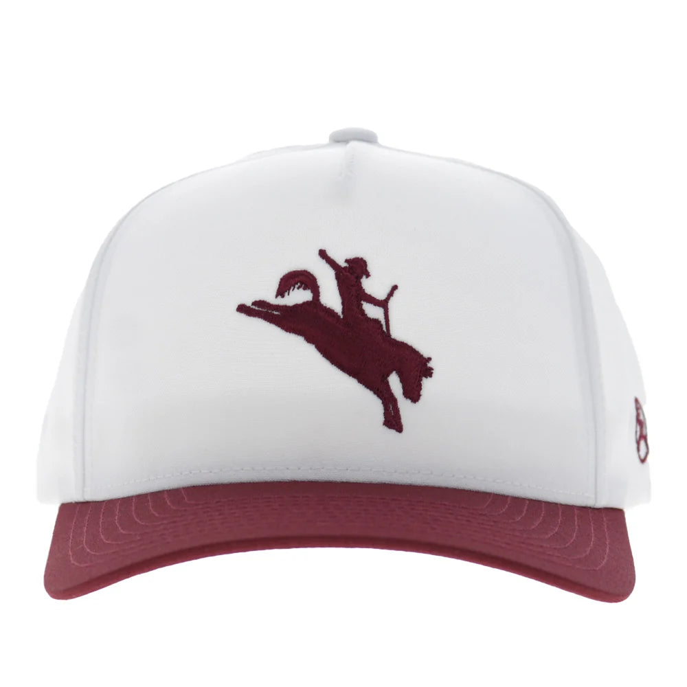 Hooey Whit Trucker Snapback Hat - White/Maroon