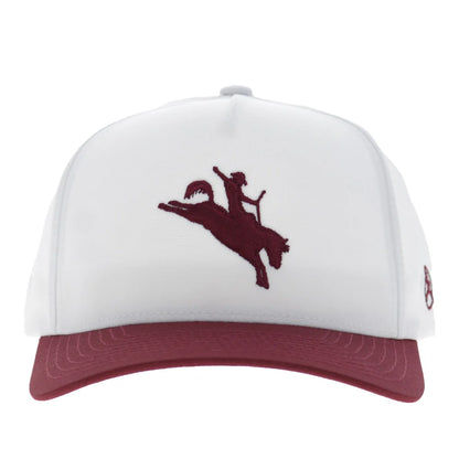 Hooey Whit Trucker Snapback Hat - White/Maroon