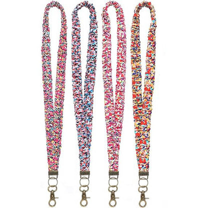 Vibrant Color Fabric Floral Lanyard: