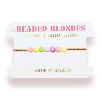 Inspire Rainbow Letter Bracelet: Standard 6.75 inch / White Sprinkle