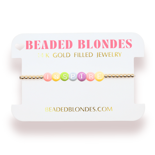 Inspire Rainbow Letter Bracelet: Standard 6.75 inch / White Sprinkle