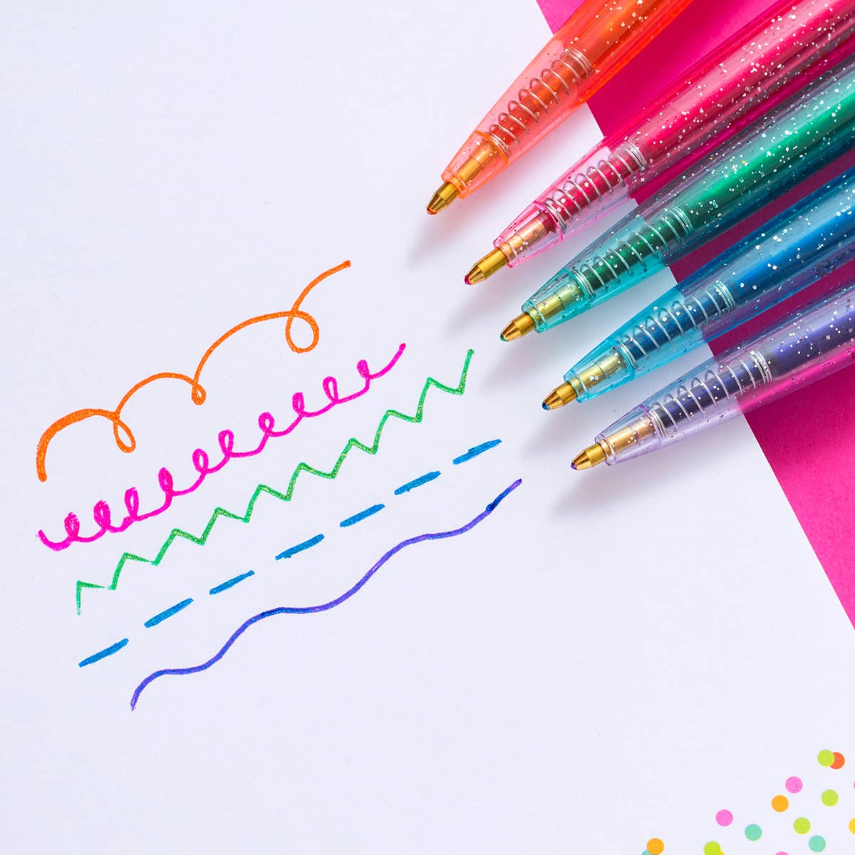 Gel Pen Set - Asst Colors w/ Sparkles - 5 Piece Set