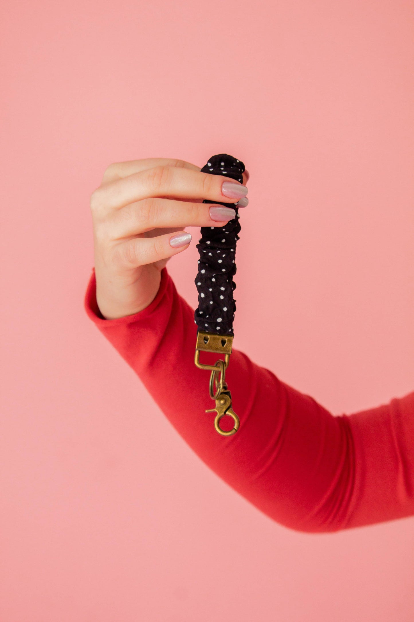 Black Polka Dot Keychain