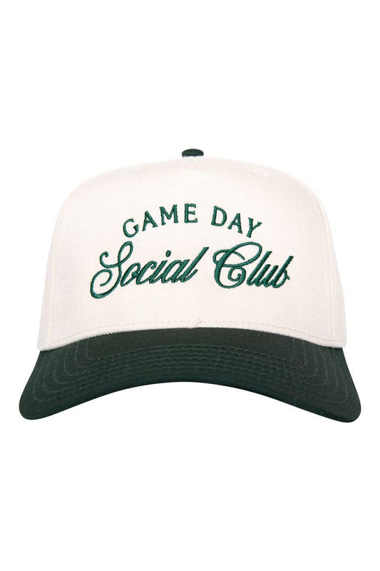 Game Day Social Club Two-Toned Vintage Hat: Dark Green and Tan
