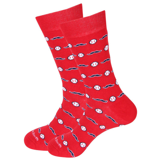 Baseball and Mustache Socks