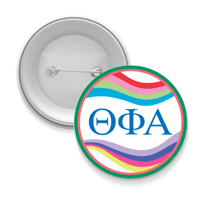 Sorority Button - Retro Wave Design: 3" Round / Chi Omega