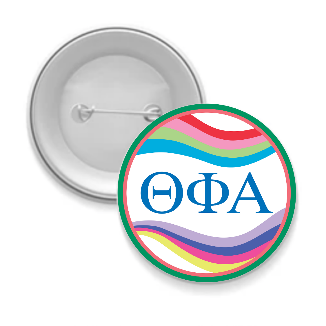 Sorority Button - Retro Wave Design: 3" Round / Delta Zeta
