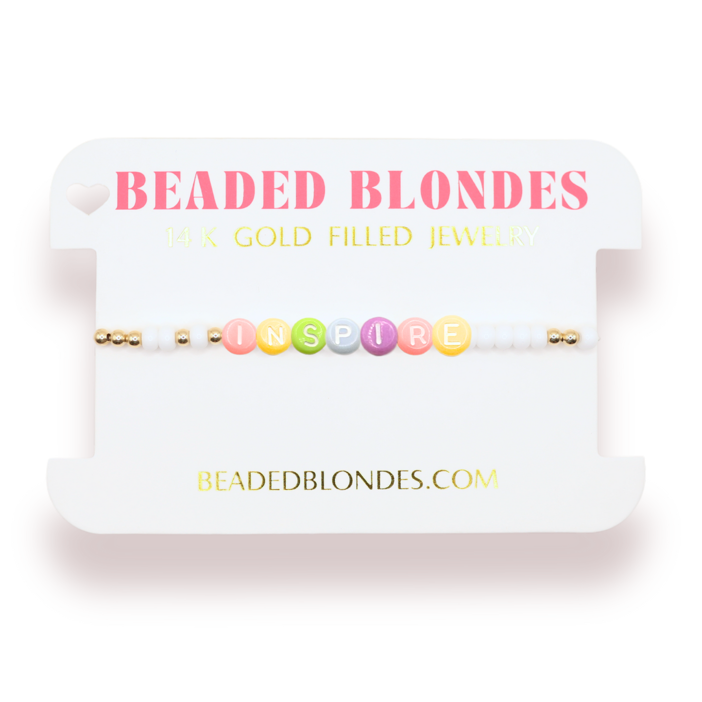 Inspire Rainbow Letter Bracelet: Standard 6.75 inch / White Sprinkle