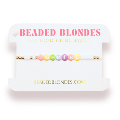 Inspire Rainbow Letter Bracelet: Standard 6.75 inch / White Sprinkle