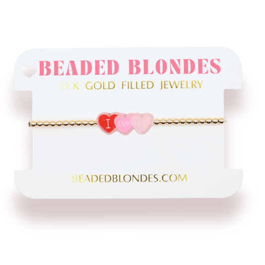 I Luv U Candy Heart Bracelet: Standard 6.75 Inch