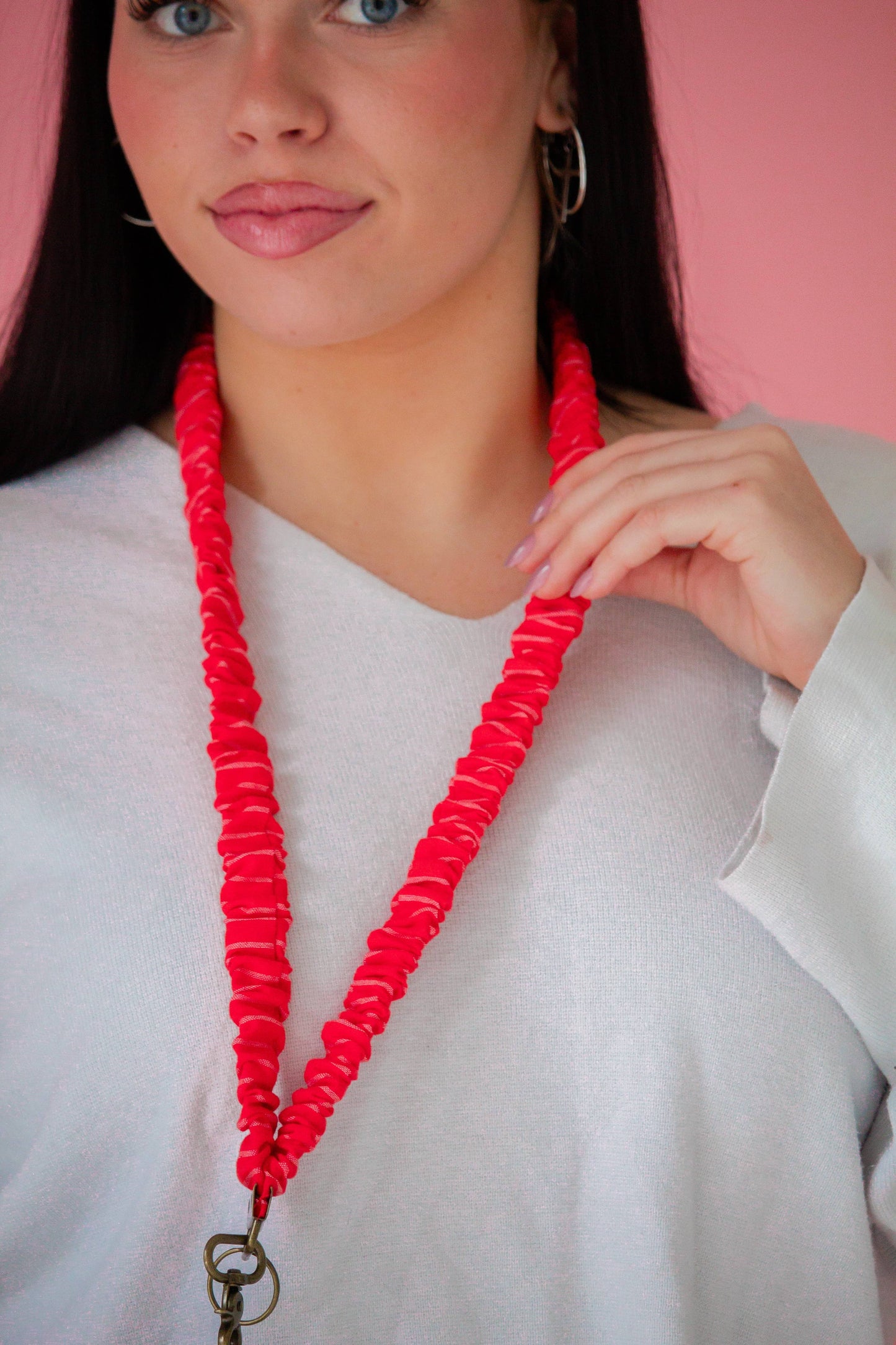 Red Striped Lanyard