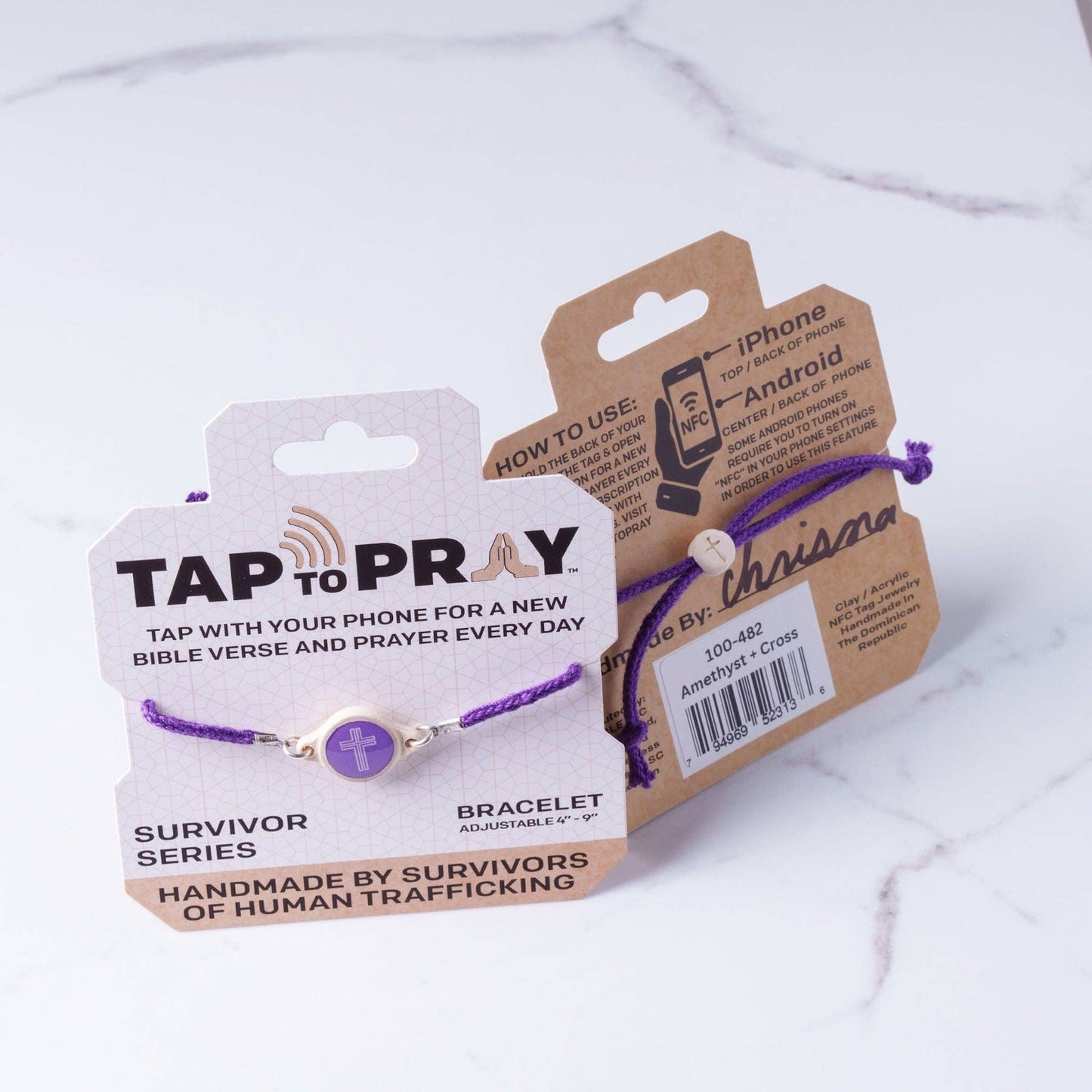 Tap To Pray® Survivor Series Bracelet: Moss + Cross