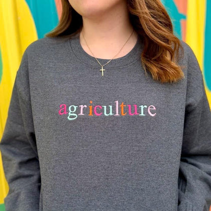 Agriculture Multicolored Embroidered Sweatshirt - Dark Heather
