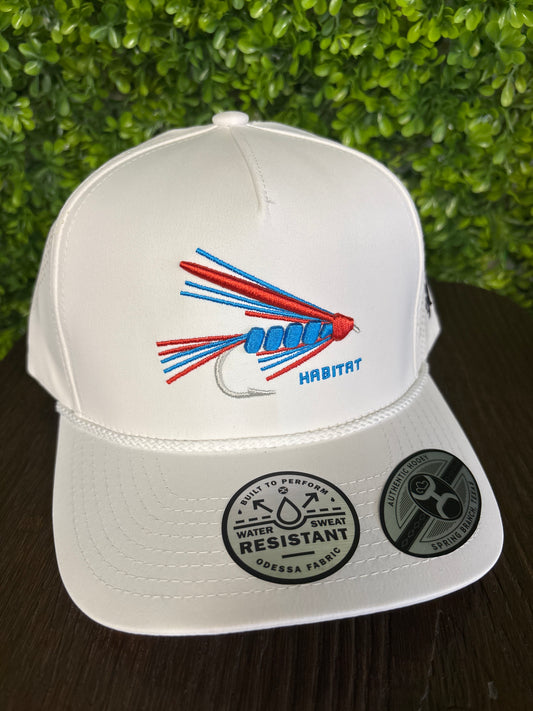 Habitat White Trucker Hat- Red/White/Blue Lure