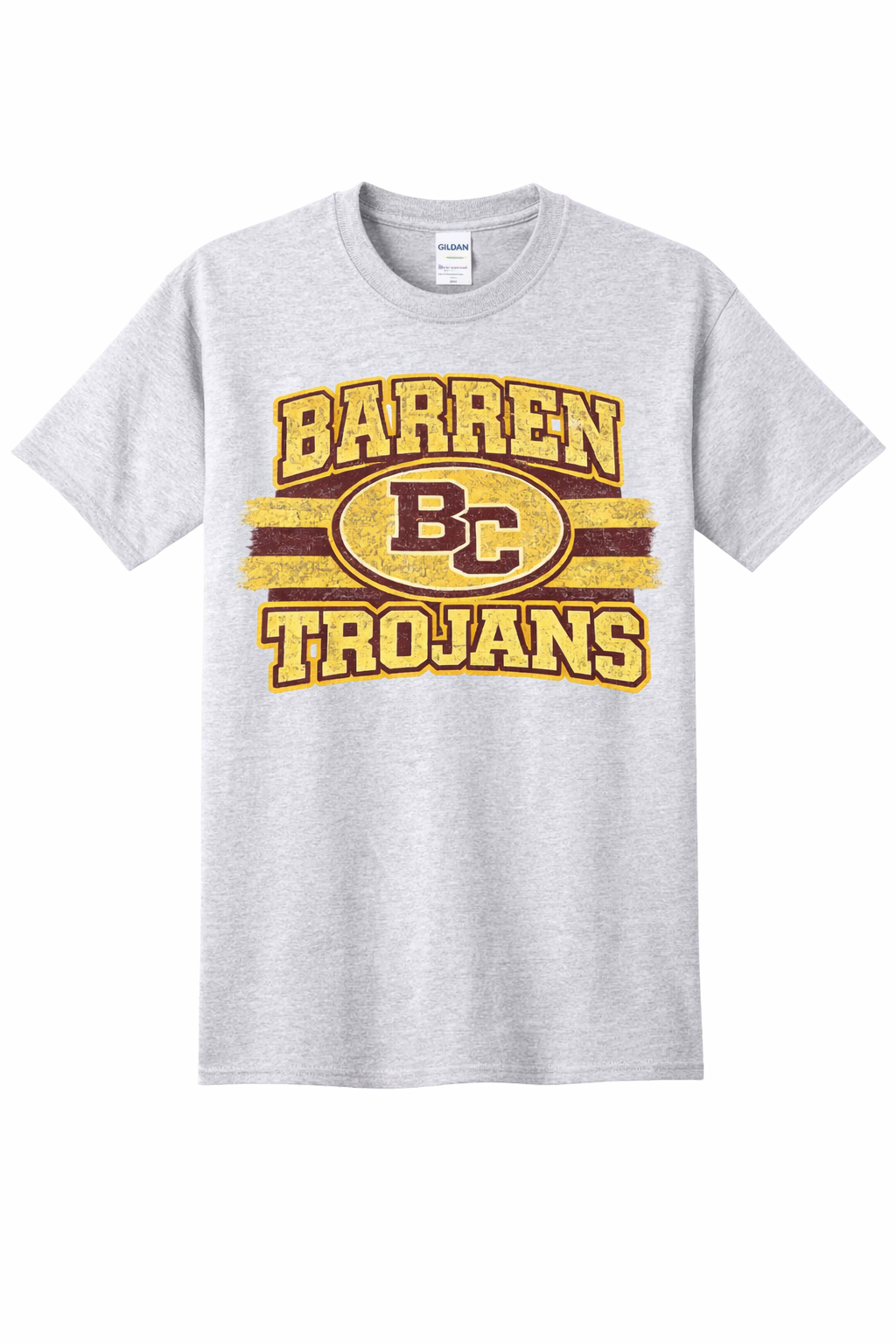 Barren Trojans Vintage Varsity Stripe Tee - Sport Grey