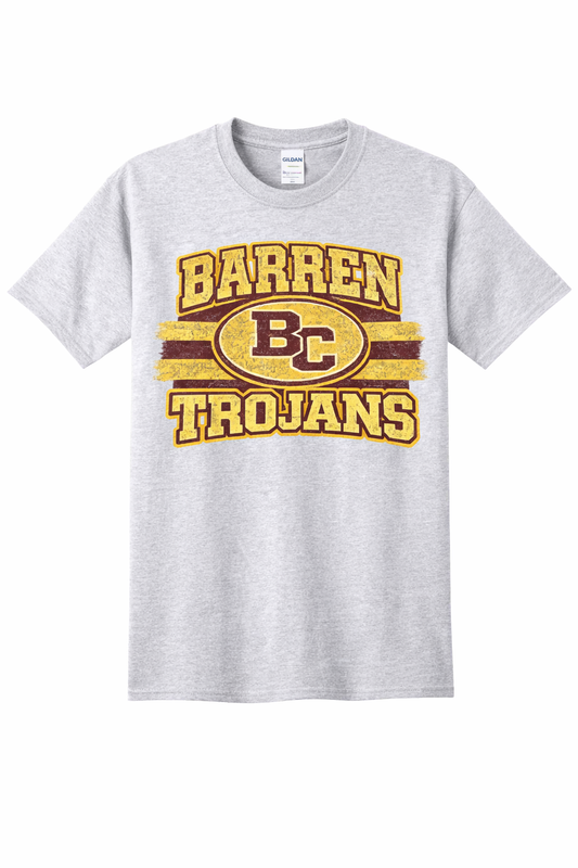 Barren Trojans Vintage Varsity Stripe Tee - Sport Grey