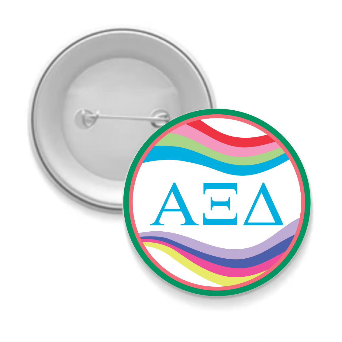 Sorority Button - Retro Wave Design: 3" Round / Pi Beta Phi