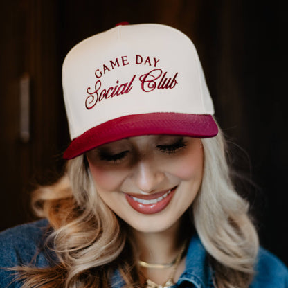 Game Day Social Club Two-Toned Vintage Hat: Maroon and Tan