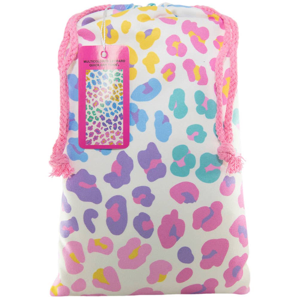 Multicolored Leopard Quick Dry Beach Towel: Rainbow