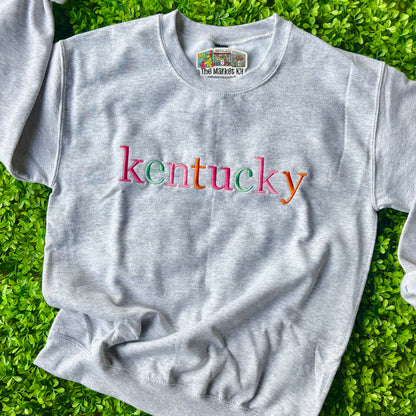 Kentucky Embroidered Sweatshirt- Ash Grey