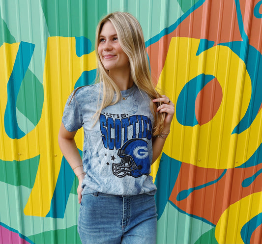 Let’s Go Scotties Football Acid Wash Comfort Colors Tee