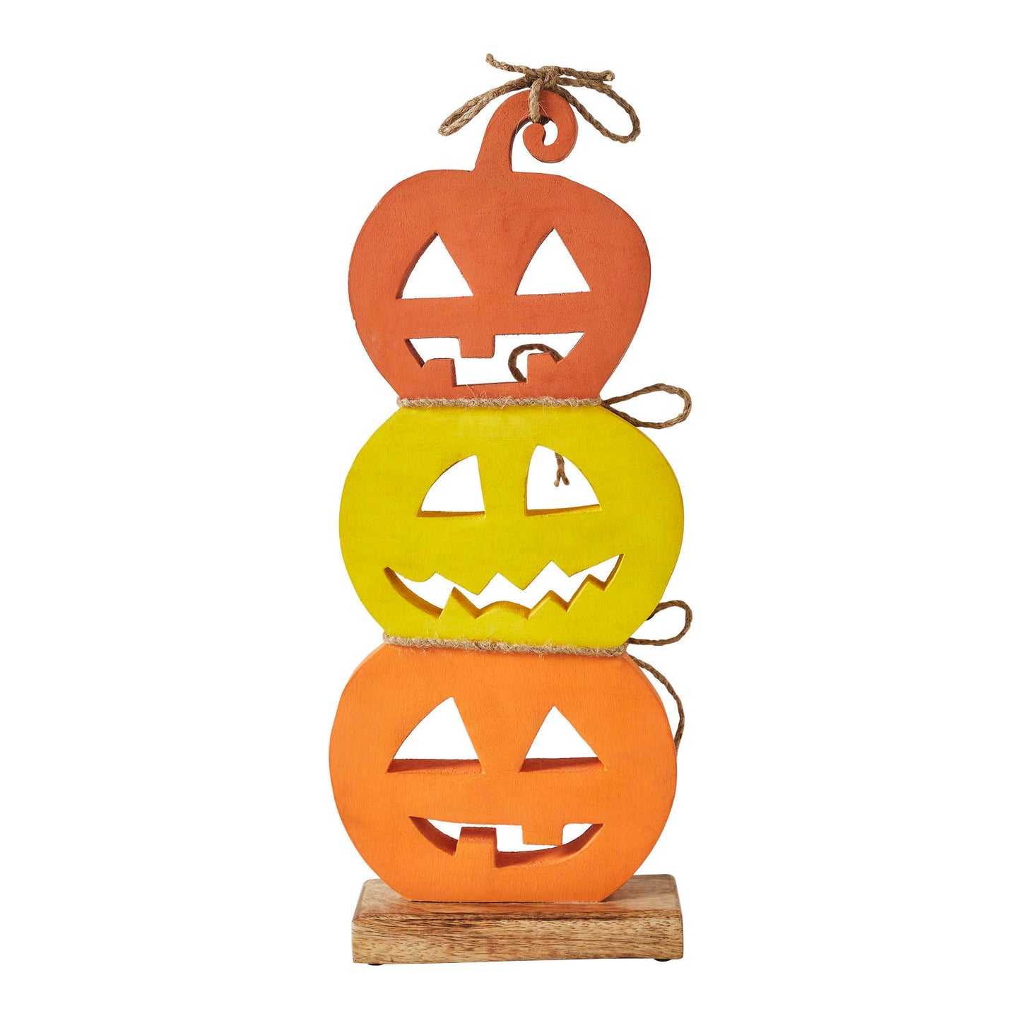 Jack O' Lantern Stack Wood Decor 16.75x7x2.25