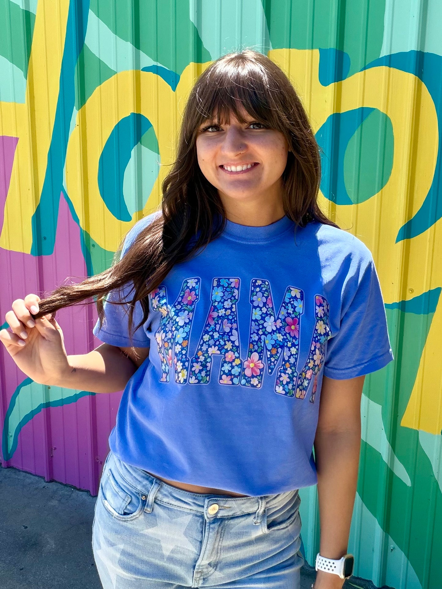 Mama Collegiate Floral Comfort Colors Tee