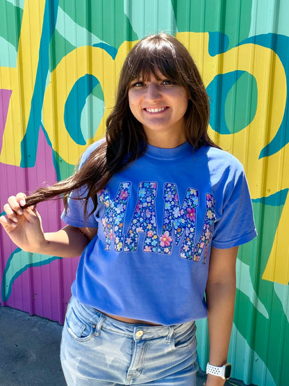 Mama Collegiate Floral Comfort Colors Tee