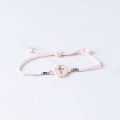 Tap To Pray™ - Survivor Series Handmade Bracelets: 14K Gold-Plated + Vanilla Cross