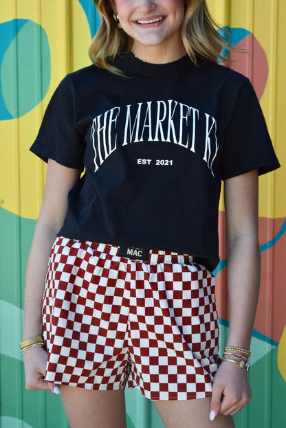 Lulu Mac Checker Boxer Shorts - Maroon & White