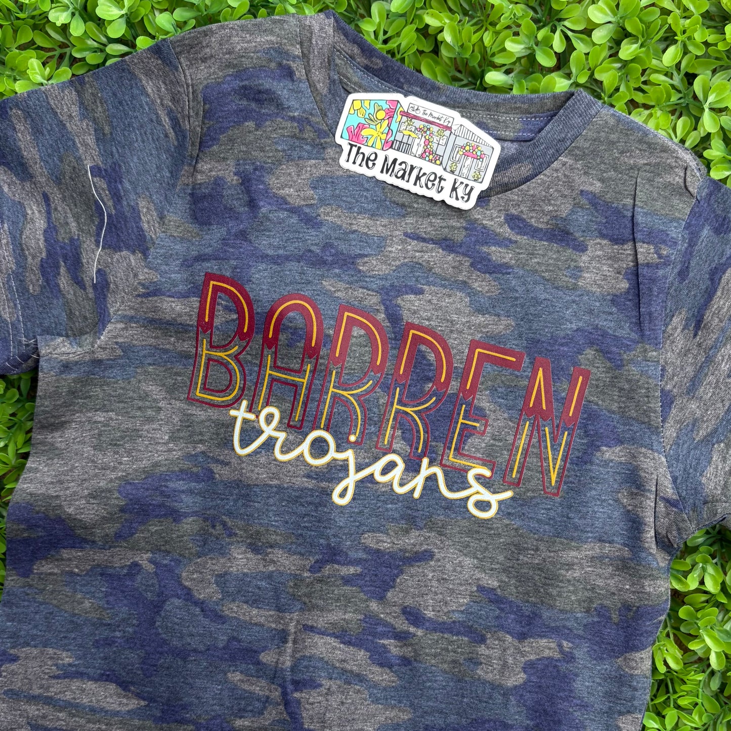 Camo Barren Trojans Split Script Tee (Toddler & Youth)