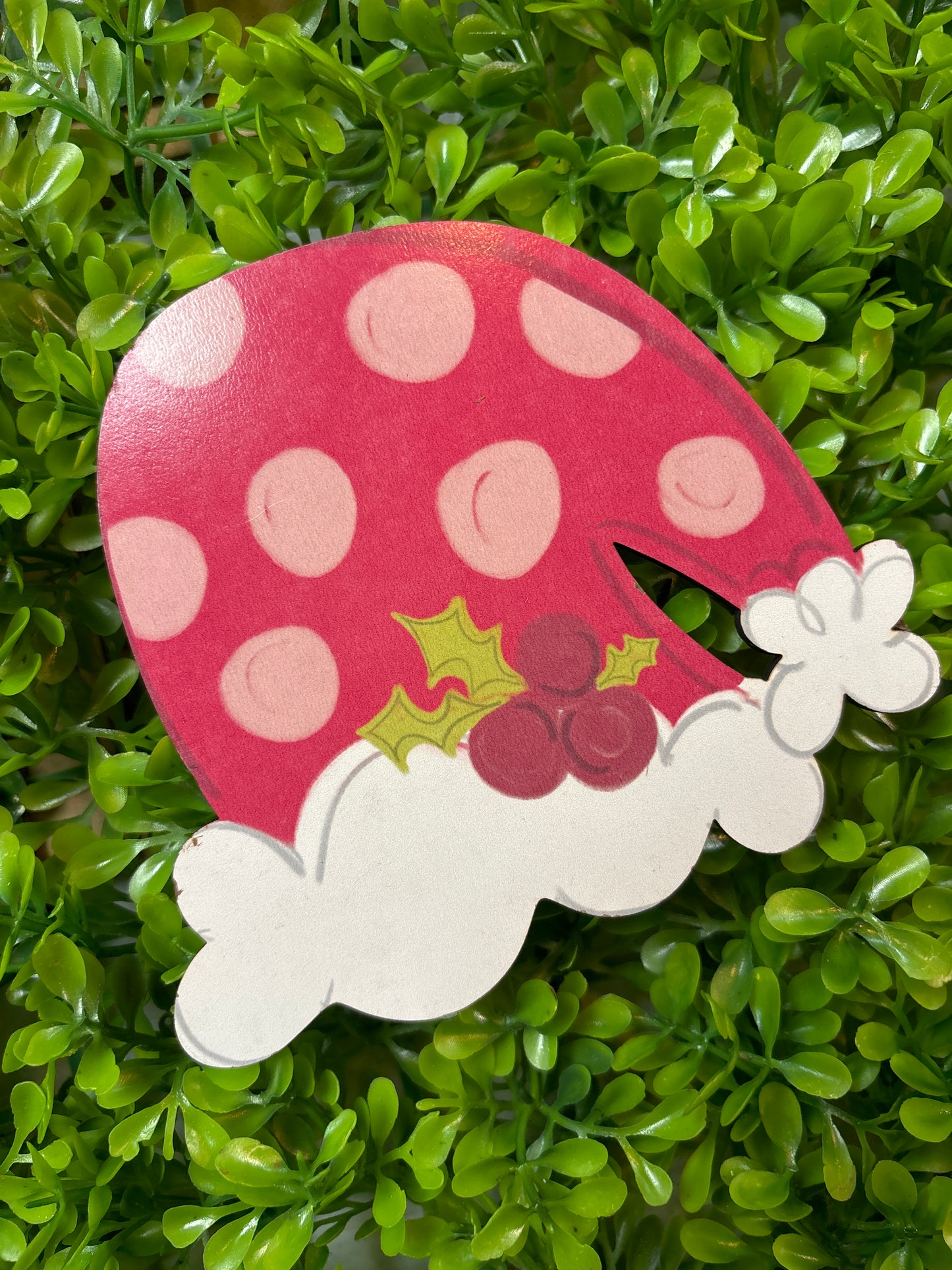 Polka Dot Santa Hat w/ Holly Berries Mini Attachment