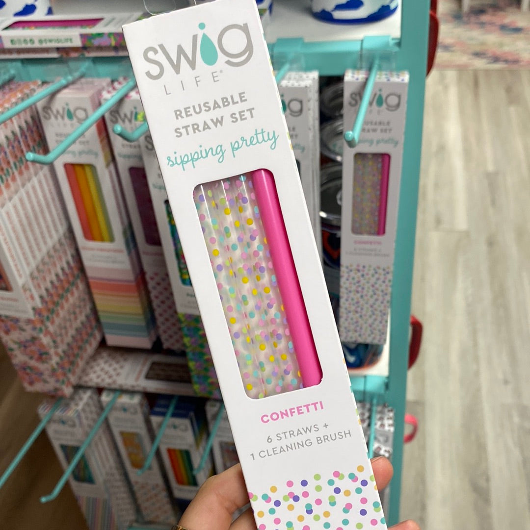 Swig Reusable Straw Set Confetti