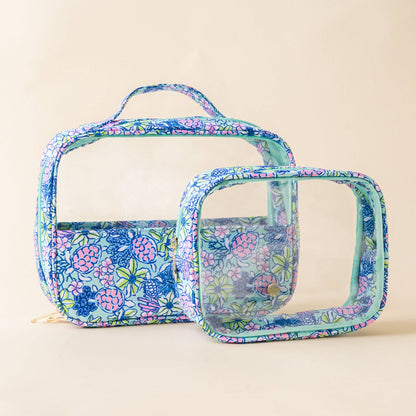 Clearly Chic Cosmetic Bag Set-Coastal Cove