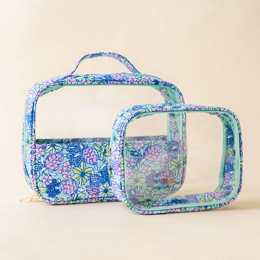 Clearly Chic Cosmetic Bag Set-Coastal Cove