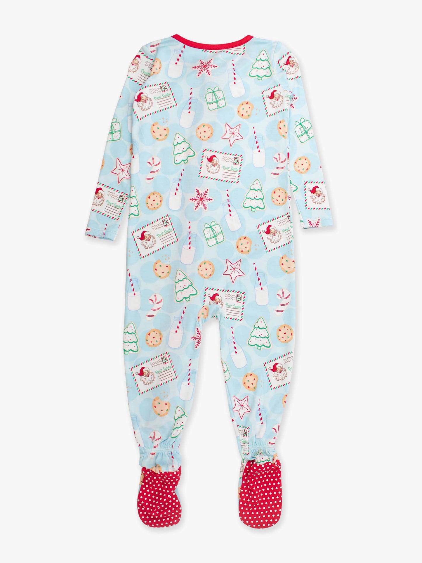 SoftSnooze™ Baby Bamboo Viscose Santa Sweets Footed One Piece Pajama: Blue / 12-18m