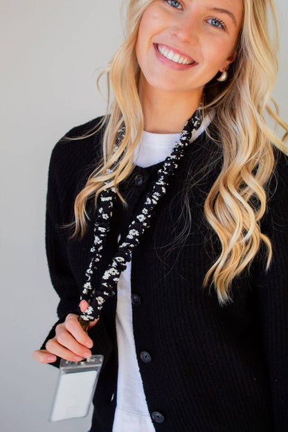 Onyx Floral Lanyard