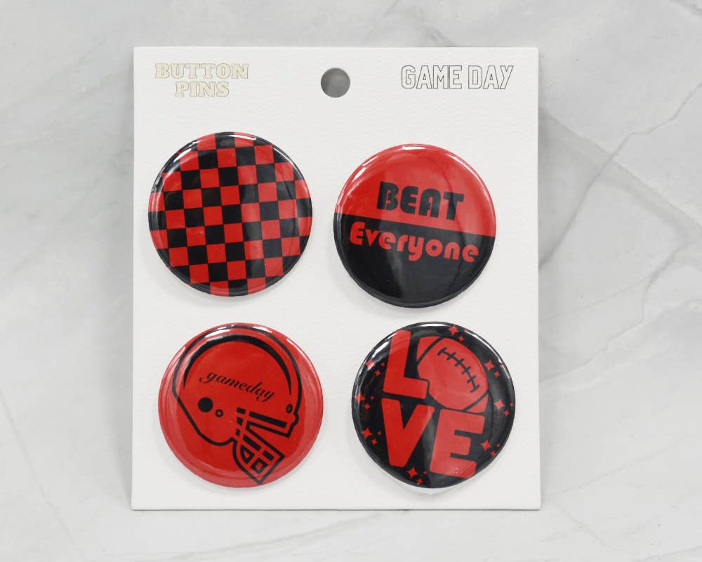 Game Day Pin/Buttons Set — Brown & White
