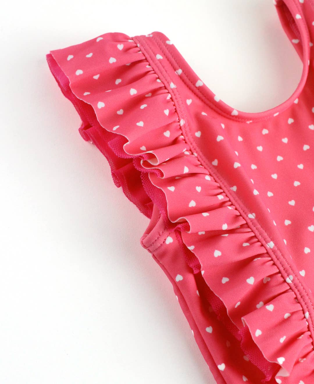Hot Pink Heart Waterfall One Piece: 3T / Pink