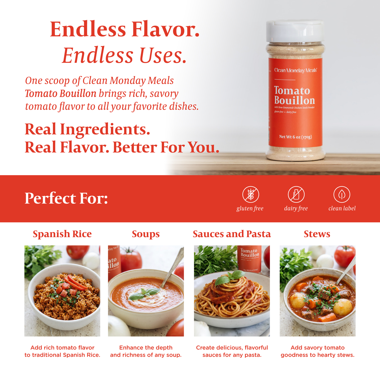 Tomato Bouillon with Slow Simmered Chicken Stock Powder: 6 oz Standard
