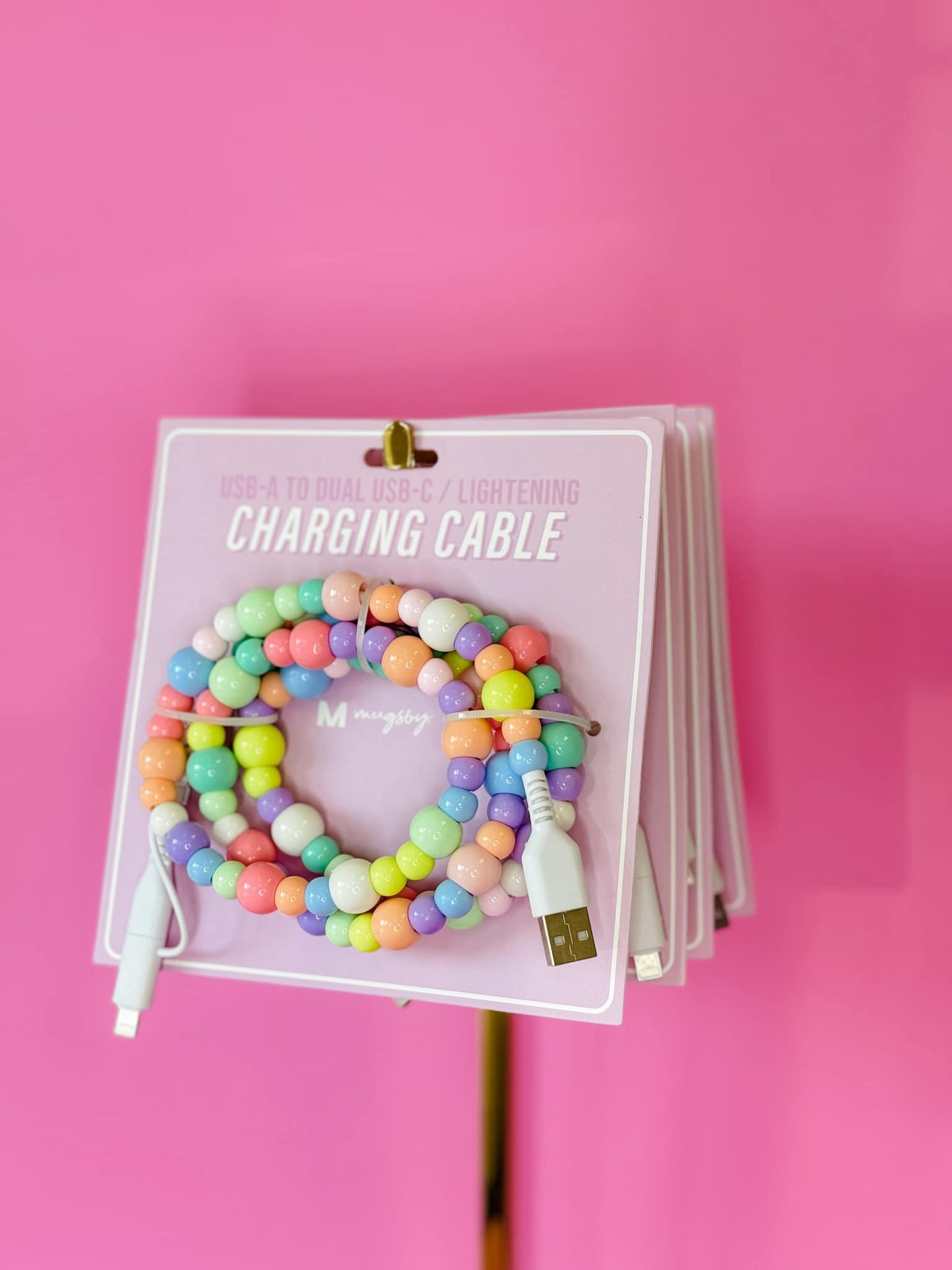 Dual Lightening Charging Cable Phone Chargers, USB: Pink