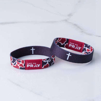 Tap To Pray™ Wristbands - Team Camo - Maroon & Black: X-Small